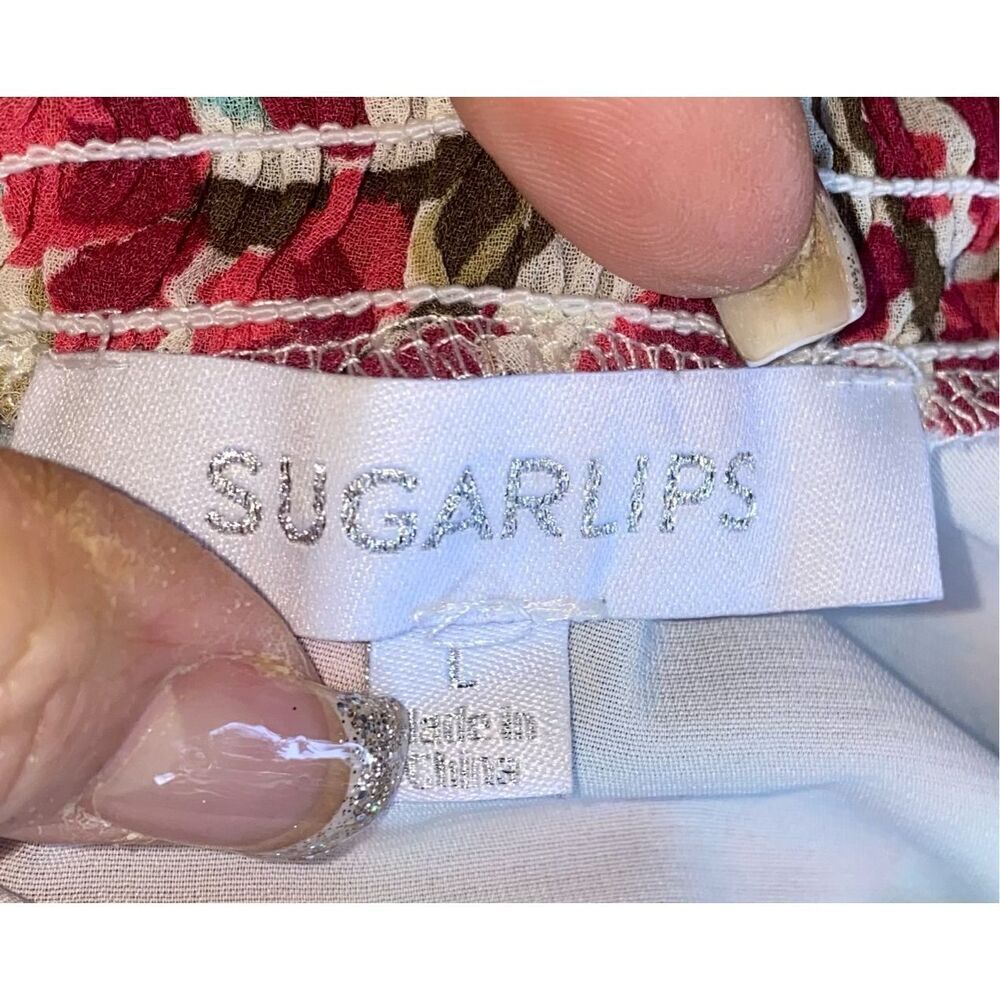 Sugar Lips Floral Top Lined Keyhole Button Back Sz. L Feminine - Picture 11 of 13